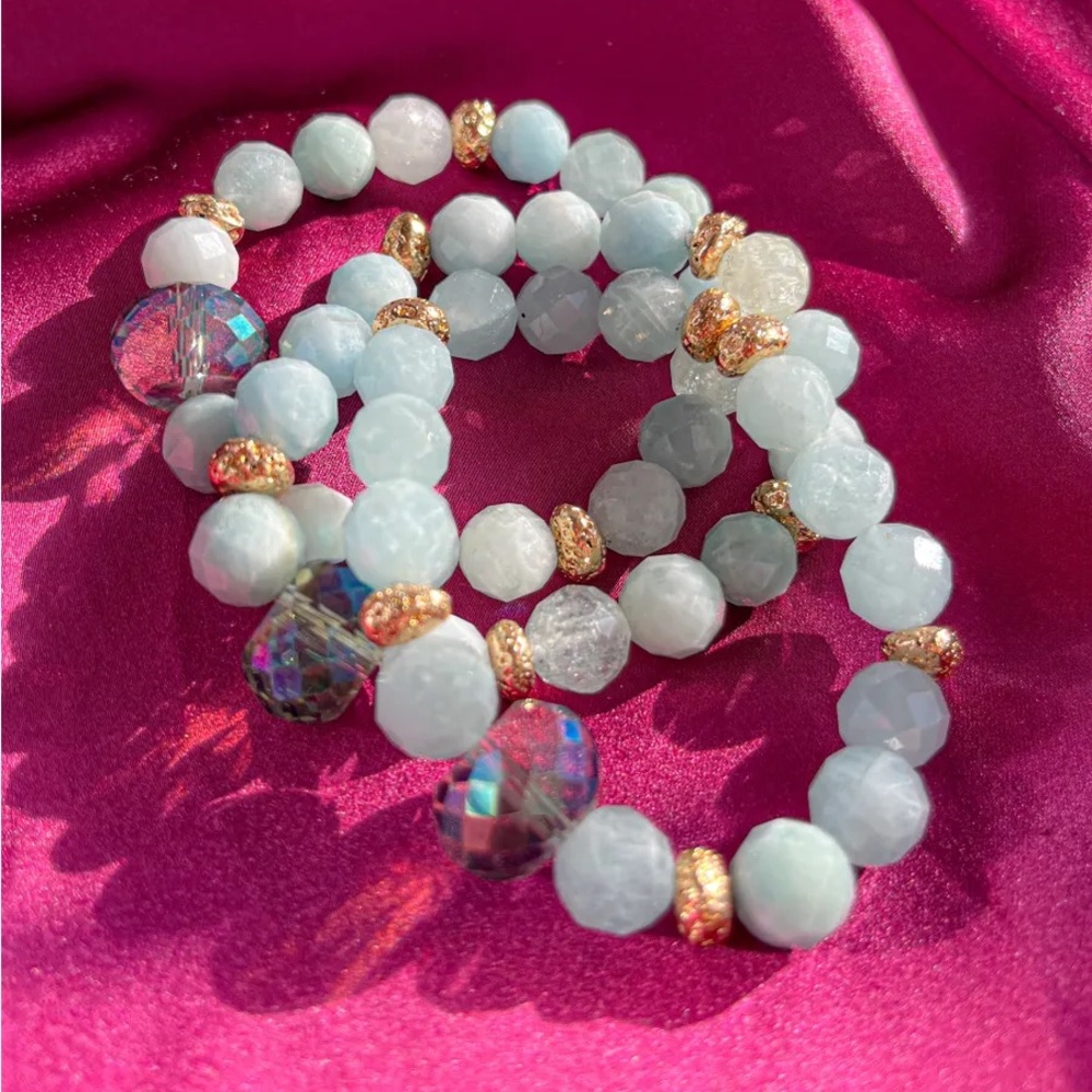 Facet Aquamarine Gemstone Bracelet ✨ - Picture 3 of 8